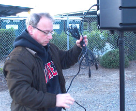 Peter setting up the sound